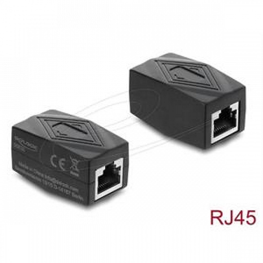 Delock Spojka adaptéru ze zásuvky RJ45 na zásuvku Cat.6 A, stíněná, černá Delock Spojka adaptéru ze zásuvky RJ45 na zásuvku Cat.6 A, stíněná, černá