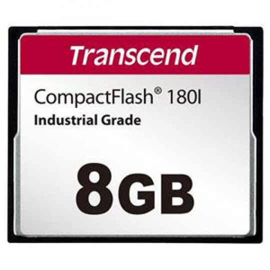 Transcend 8GB INDUSTRIAL TEMP CF180I CF CARD, (MLC) paměťová karta (SLC mode), 85MB/s R, 70MB/s W