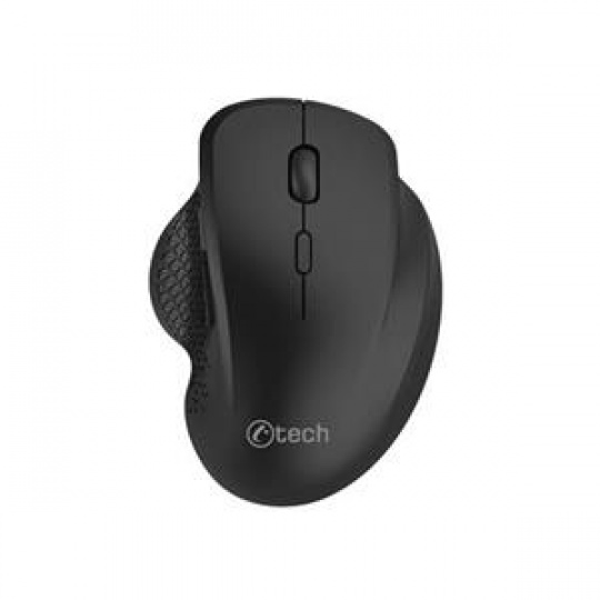 C-TECH myš WLM-14BK Dual mode, bezdrátová, ergo, BT5.0 + 2,4GHz, 1600DPI, 6 tlačítek, USB nano receiver, černá