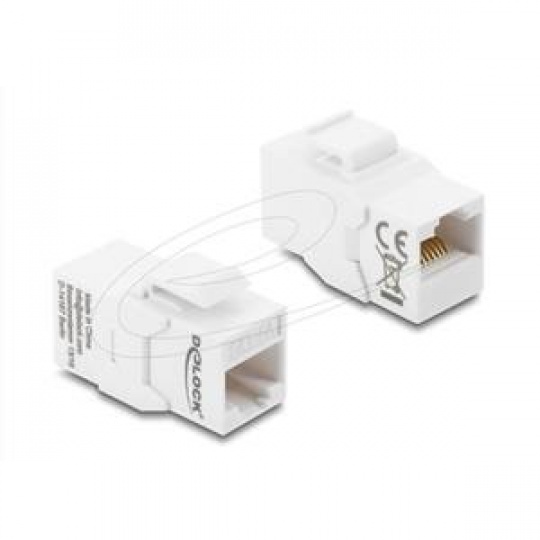 Delock Keystone modul spojka, ze zásuvky RJ45 na zásuvku RJ45 Cat.6A, nestíněná, bílá