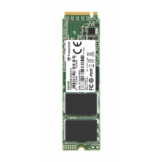 TRANSCEND MTE652T2 256GB Industrial 3K P/E SSD disk M.2, 2280 PCIe Gen3 x4 NVMe 1.3 (3D TLC), 1700MB/s R, 1250MB/s W