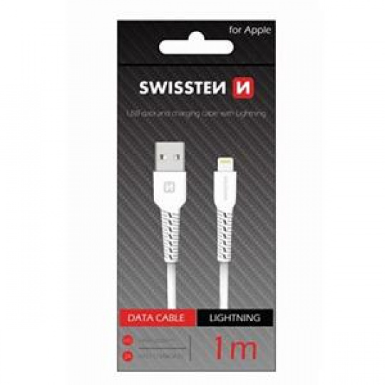 SWISSTEN DATOVÝ KABEL USB / LIGHTNING 1,0 M BÍLÝ