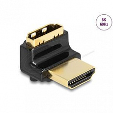 Delock Adaptér HDMI, ze zástrčky na zásuvku, 90° pravoúhlý nahoru 8K 60 Hz, kovový