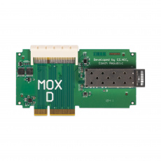 Turris MOX D, modul routeru Turris MOX, 1× SFP WAN port až 2,5 Gbps, 1× 64 pin konektor pro připojení dalších modulů Turris MOX D, modul routeru Turris MOX, 1× SFP WAN port až 2,5 Gbps, 1× 64 pin konektor pro připojení dalších modulů