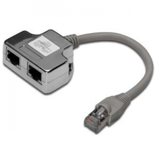 Digitus Adaptér pro patch kabel CAT 5e, 2x CAT 5e, stíněné PC-PC, 2x samice RJ45 až 1x samec RJ45, 0,19 m