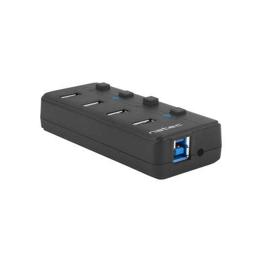 Natec Mantis 2 aktivní rozbočovač s funkcí nabíjení 4x USB 3.0 HUB, vypínač, napájecí adaptér