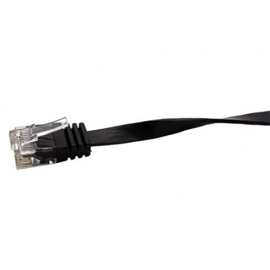 Patch kabel UTP cat 6, 20m plochý - černý