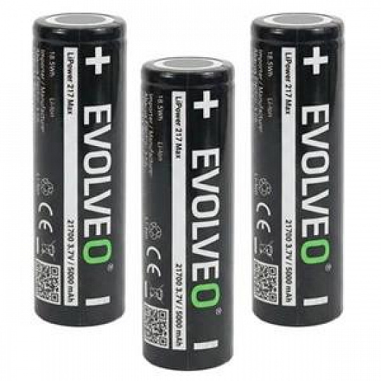EVOLVEO LiPower 217 Max 5000 – Li-ion baterie 21700 (3.7 V / 5000 mAh) 3 ks EVOLVEO LiPower 217 Max 5000 – Li-ion baterie 21700 (3.7 V / 5000 mAh) 3 ks