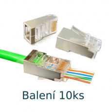 Konektor FTP RJ45EZ, Cat5e 10ks drát, licna RJ45/5SLD, průchozí síťový konektor Konektor FTP RJ45EZ, Cat5e 10ks drát, licna RJ45/5SLD, průchozí síťový konektor