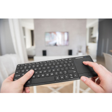 Modecom MC-TPK2 bezdrátová podsvícená multimediální klávesnice s touchpadem, tenký profil, US, USB