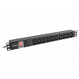 NAPÁJECÍ PANEL (PDU) 19" LANBERG 1U 10A 2m 10X IEC C13 ZÁSUVKA ČERNÁ C14