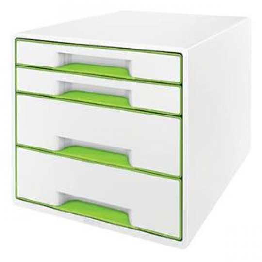 LEITZ Zásuvkový box  WOW CUBE, 4 zásuvky, bílá/zelená