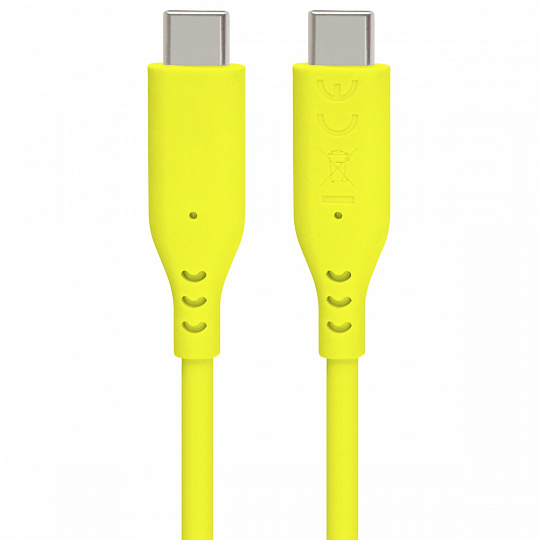 PremiumCord silikonový USB-C 60W, žlutý, 1.5m