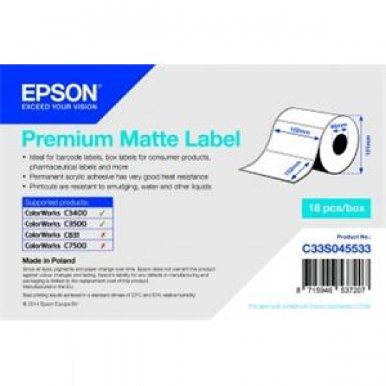 EPSON Premium Matte Label - Die-cut Roll: 102mm x 152mm, 225 labels