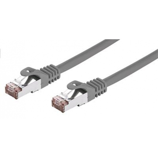 Kabel C-TECH patchcord Cat6, FTP, šedý, 10m