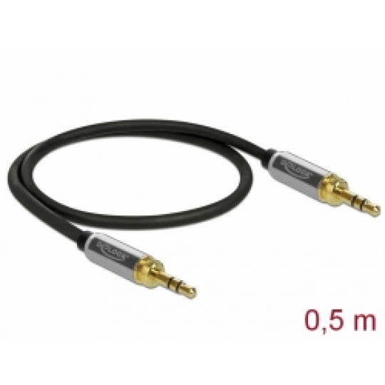 Delock Stereofonní kabel s tríkolíkovou zástrckou 3,5 mm na zástrcku se šroubovacím adaptérem rozmeru 0,5 m