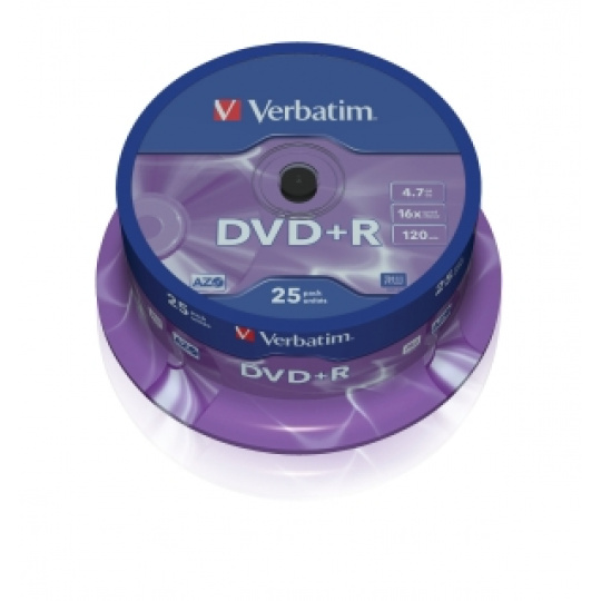 VERBATIM DVD+R(25-Pack)Spindl/MattSlvr/16x/4.7GB