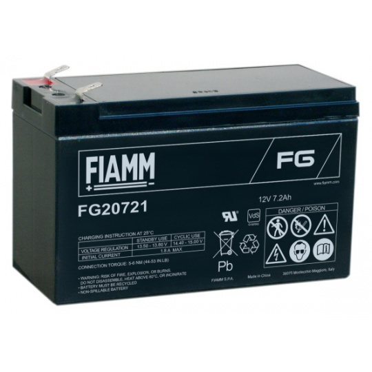 Fiamm olověná baterie FG20721 12V/7,2Ah Faston F1 4,8mm