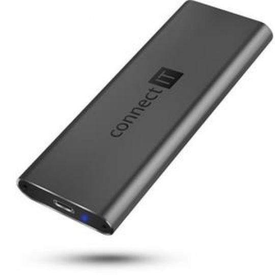 CONNECT IT AluSafe externí box pro SSD disky M.2 NVMe, 10 Gbps, USB-C, ANTRACITOVÝ