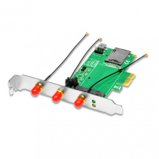 AXAGON PCEM-E3, PCIe - mini PCIe adaptér, SIM slot + 3x SMA konektor AXAGON PCEM-E3, PCIe - mini PCIe adaptér, SIM slot + 3x SMA konektor