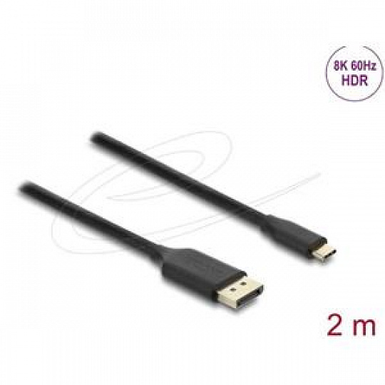 Delock Kabel USB Type-C na DisplayPort (DP Alt Mód) 8K 60 Hz s funkcí HDR 2 m černá Delock Kabel USB Type-C na DisplayPort (DP Alt Mód) 8K 60 Hz s funkcí HDR 2 m černá