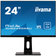 24" iiyama XUB2495WSU-B1: IPS, 1920x1200, 16:10, 300cd/m2, 5ms, VGA, HDMI, DP, height, pivot, černý