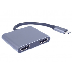 MST adaptér USB-C na 2x HDMI, USB3.0, PD, 4K,FHD