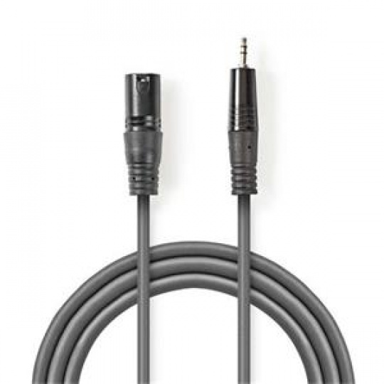 Nedis COTH15300GY30 - XLR Audiokabel | XLR 3pinová Zástrčka – 3,5mm Zástrčka | 3 m | Šedá barva