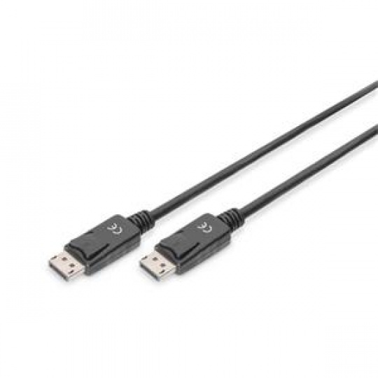 Digitus Připojovací kabel DisplayPort 1.2, DP M/M, 3,0 m, se západkou, Ultra HD 4K, bl