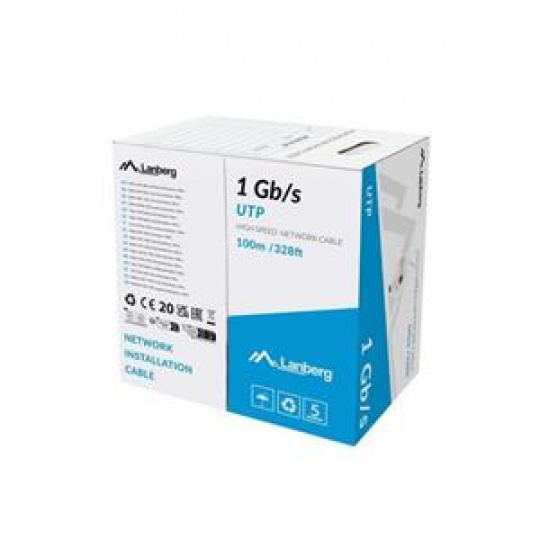 LANBERG LAN KABEL 1GB/S 100M PEVNÝ CCA ŠEDÝ