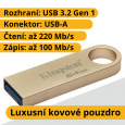 64GB Kingston Data Traveler SE9, USB-A 3.2 Gen 1, čtení/zápis - 220/100MB/s, kovová
