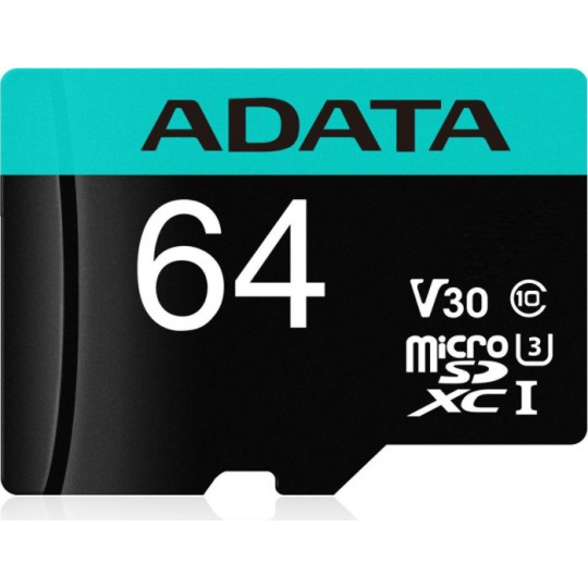 ADATA V30S/micro SDXC/64GB/95MBps/UHS-I U3 / Class 10/+ Adaptér