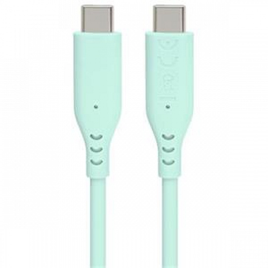 PremiumCord Silikonový kabel s konektory USB-C 60W 480Mbps tyrkysový extra měkký 1,5m