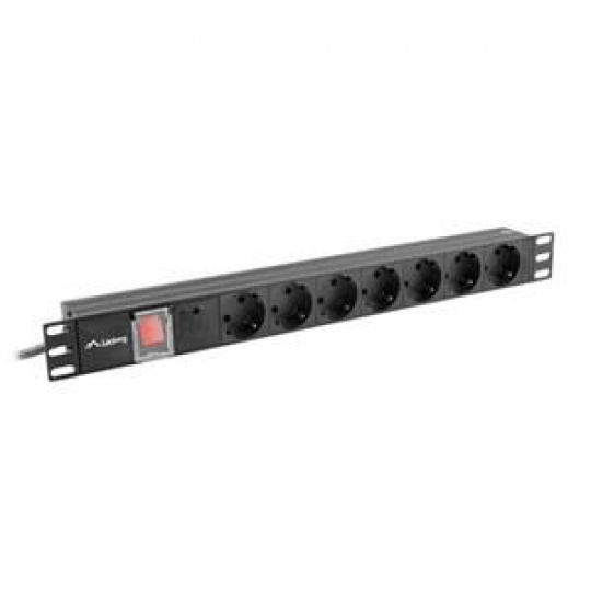 LANBERG NAPÁJECÍ DISTRIBUČNÍ JEDNOTKA (PDU) 19"  1U 16A 2M 7X SCHUKO ZÁSUVKY ČERNÁ