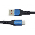 PremiumCord Super fast charging 5A kabel USB-C - USB 2.0 A  bavlněný oplet 2m