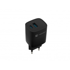 Univerzální USB nabíječka Natec RIBERA GaN 30 W, 1X USB-A, 1X USB-C, černá