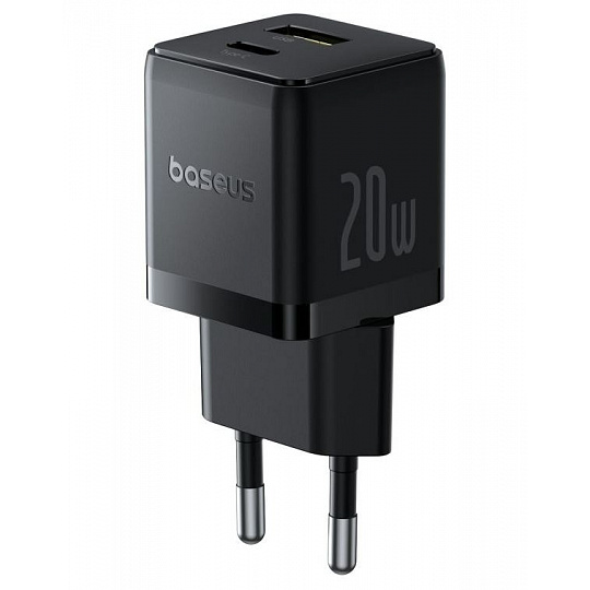 Baseus Rychlonabíječka do sítě Palm 20W 1xUSB-A 1xUSB-C PD QC 3.0 černá Baseus Rychlonabíječka do sítě Palm 20W 1xUSB-A 1xUSB-C PD QC 3.0 černá