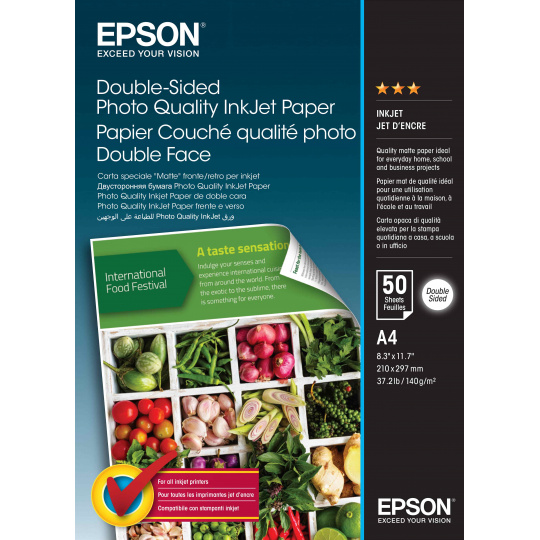 Double-Sided Photo Quality Inkjet Paper,A4,50 sheets