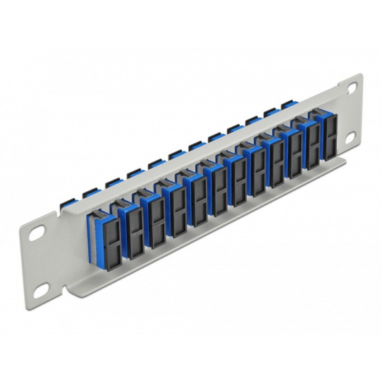 Delock 10” patch panel pro optická vlákna, 12 portů, SC Duplex, modrý, 1U, šedý