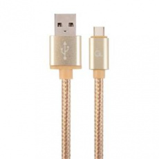 GEMBIRD CABLEXPERT Kabel USB 2.0 AM na Type-C kabel (AM/CM), 1,8m, opletený, zlatý, blister GEMBIRD CABLEXPERT Kabel USB 2.0 AM na Type-C kabel (AM/CM), 1,8m, opletený, zlatý, blister
