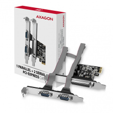 AXAGON PCEA-PSN, PCIe řadič - 1x paralelní (LPT) + 2x sériový port (RS232) 250 kbps, vč. LP