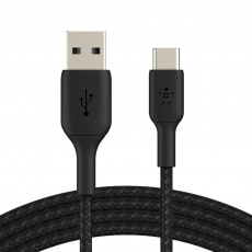 BELKIN kabel oplétaný USB-C - USB-A, 3m, černý