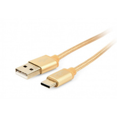 GEMBIRD Opletaný USB-C - USB 2.0,  M/M, 1,8 m, zlatý