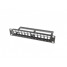 LANBERG PATCH PANEL 12 PORTŮ 1U S ORGANIZÉREM PRO KEYSTONE MODULY ČERNÝ
