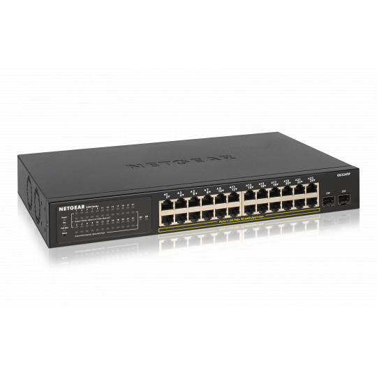 NETGEAR S350 Series 24-Port Gb PoE+ Ethernet Smart Managed Pro Switch, 2 SFP Ports, GS324TP