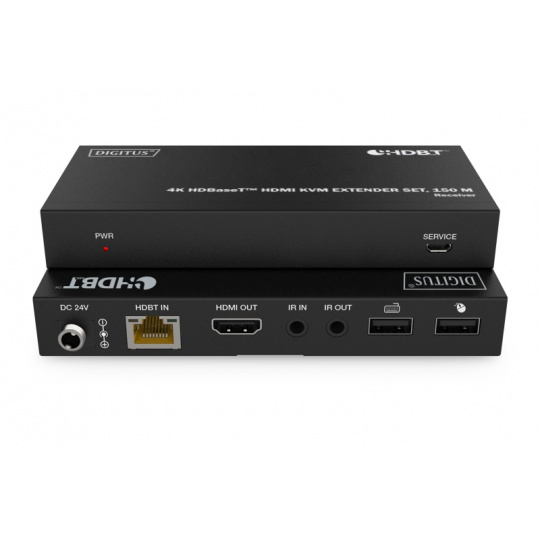 DIGITUS DS-55522 HDBaseT KVM Extender Set, 150 m 4K/60Hz, USB 1.1, PoC, IR, černý