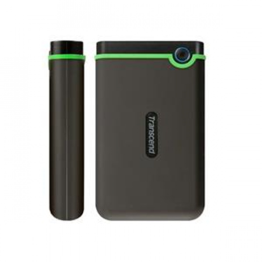 TRANSCEND 4TB StoreJet 25M3S SLIM, 2.5”, USB 3.0 (3.1 Gen 1) Externí Anti-Shock disk, tenký profil, šedo/zelený