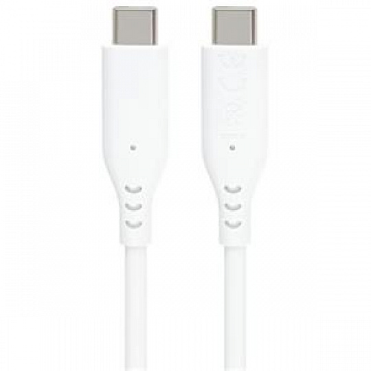 PremiumCord Silikonový kabel s konektory USB-C 60W 480Mbps bílý extra měkký 1,5m