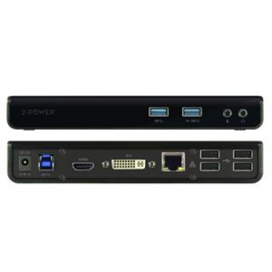 2-Power USB 3.0 Dokovací stanice Dual Display (1xDVI 1xHDMI 1x RJ45 2 xUSB 3.0 4xUSB 2.0  2xaudio)