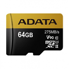Adata/micro SDXC/64GB/275MBps/UHS-II U3 / Class 10/+ Adaptér Adata/micro SDXC/64GB/275MBps/UHS-II U3 / Class 10/+ Adaptér